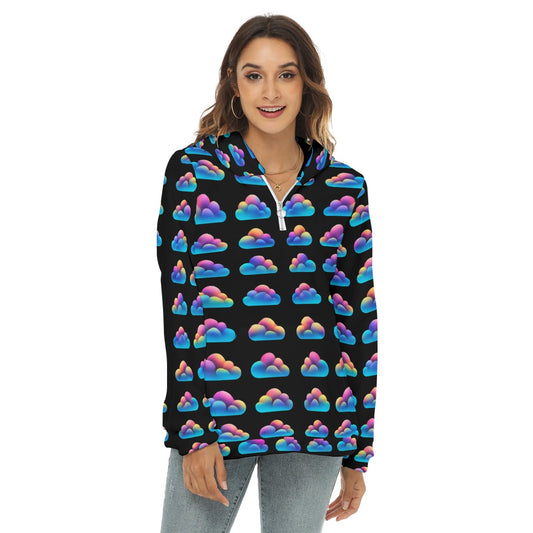 Women's Borg Fleece Hoodie With Half Zip