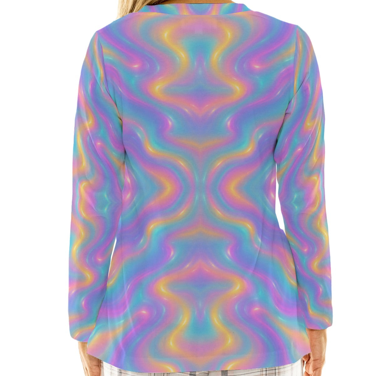 Women's Loose V-Neck T-Shirt With Long Sleeve