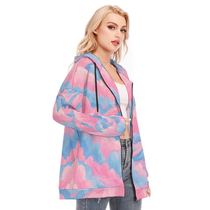 Women's Long Hoodie With Zipper Closure
