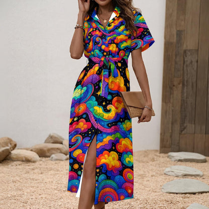 Women's Shirt Dress with Waist Tie