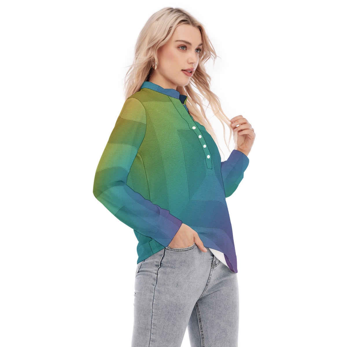 Women's Long Sleeve Blouse With Button Closure