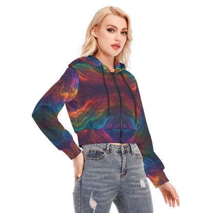 Women's Crop Top Hoodie With Zipper Closure