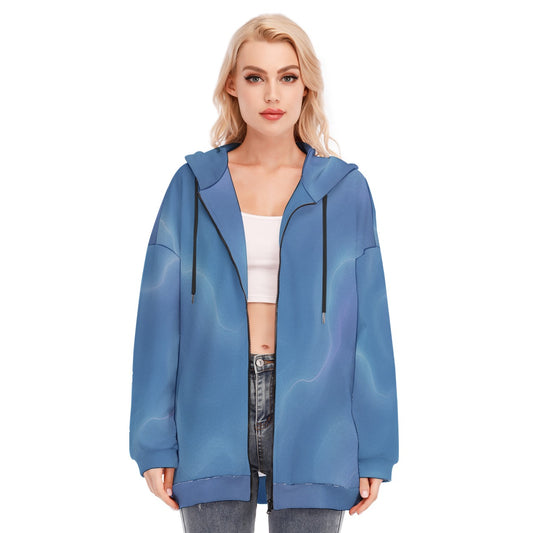 Women's Long Hoodie With Zipper Closure