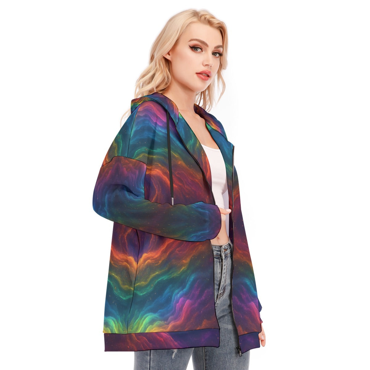 Women's Long Hoodie With Zipper Closure