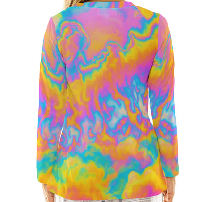 Women's Loose V-Neck T-Shirt With Long Sleeve