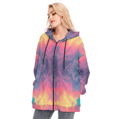 Women's Long Hoodie With Zipper Closure