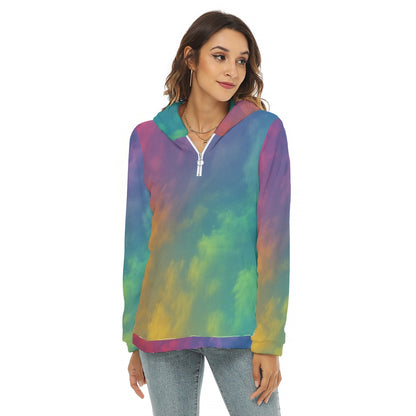 Women's Borg Fleece Hoodie With Half Zip