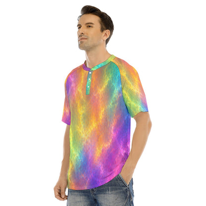 Men's Raglan Sleeve T-shirt With Button Closure