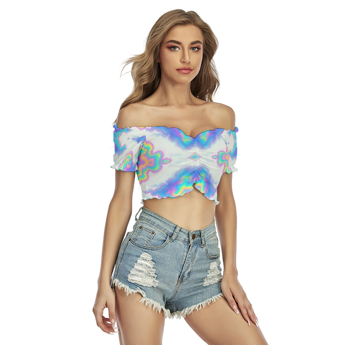 Women's One-shoulder Off-the-navel Short Sleeve T-shirt