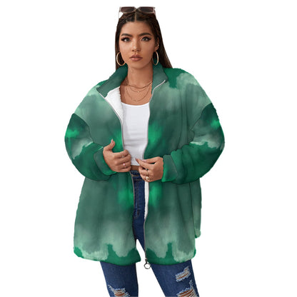 Unisex Borg Fleece Stand-up Collar Coat With Zipper Closure(Plus Size)