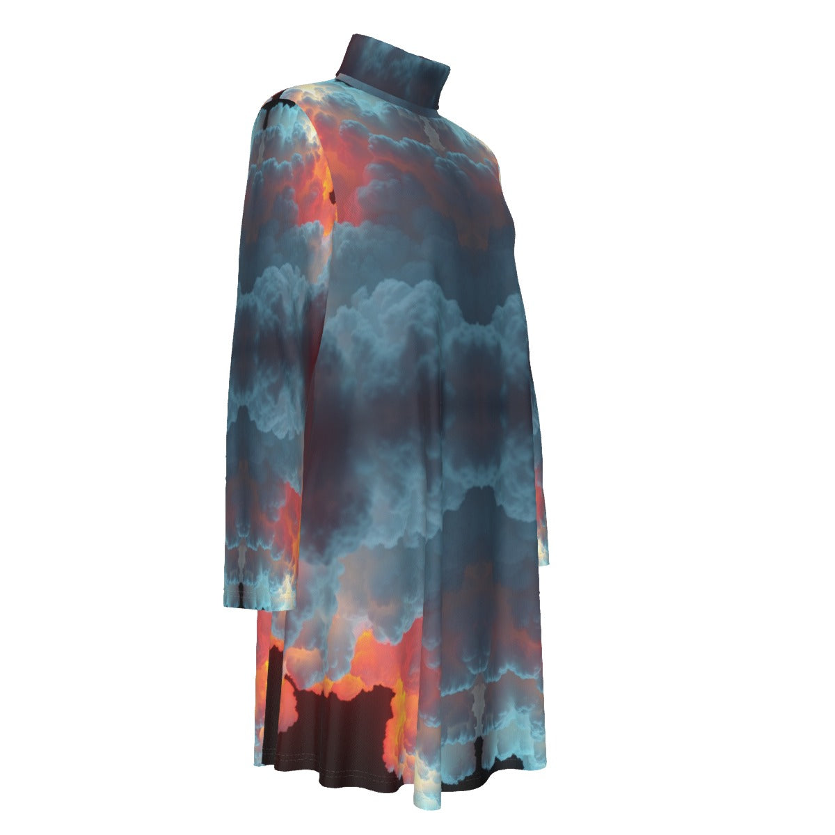 Women's High Neck Dress With Long Sleeve