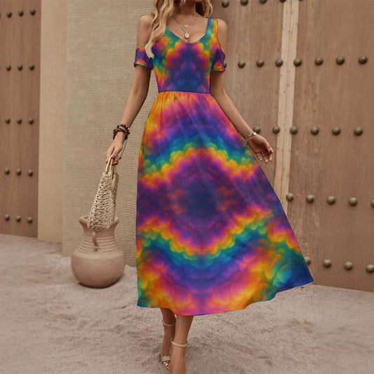 Women's V-neck Off-shoulder Dress