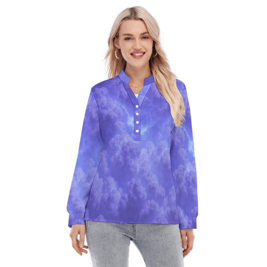 Women's Long Sleeve Blouse With Button Closure