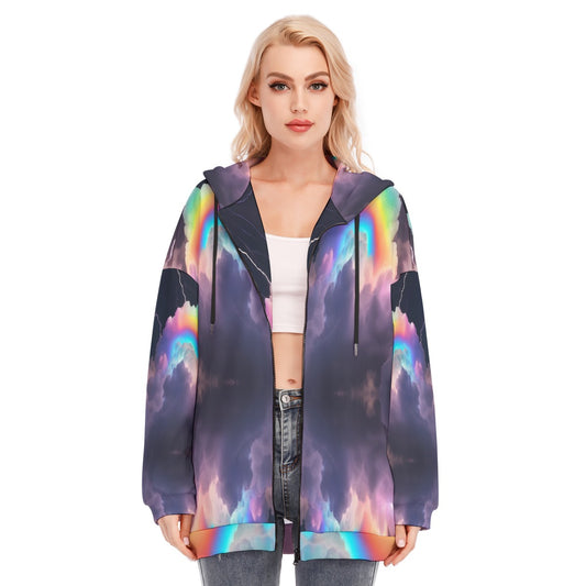 Women's Long Hoodie With Zipper Closure