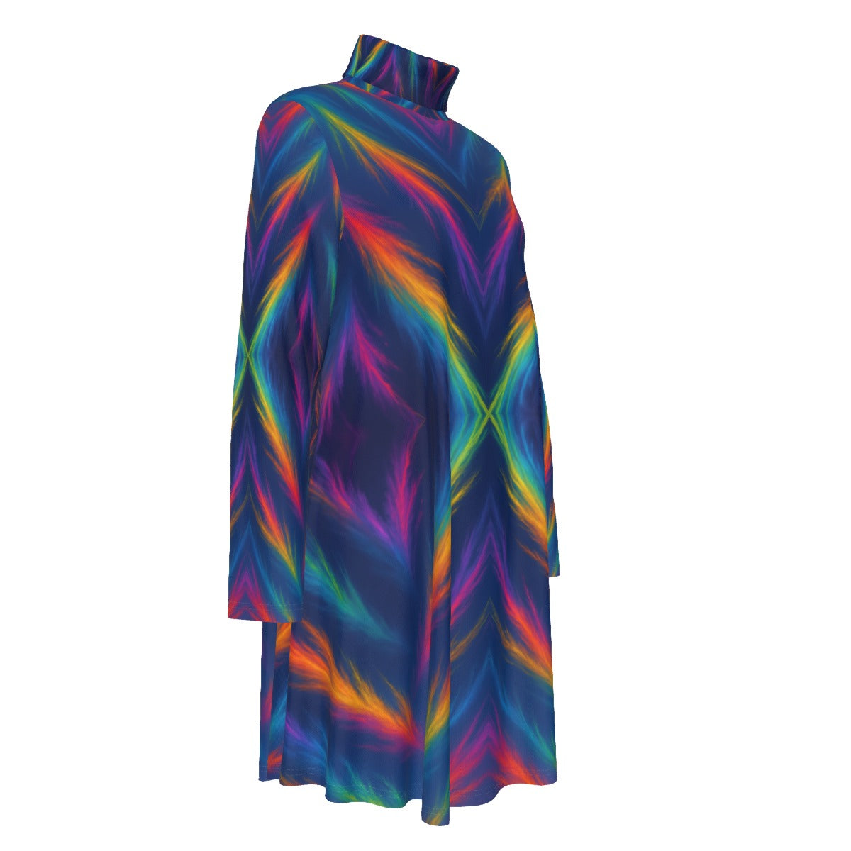 Women's High Neck Dress With Long Sleeve