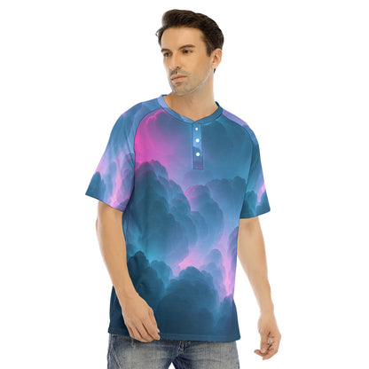 Men's Raglan Sleeve T-shirt With Button Closure