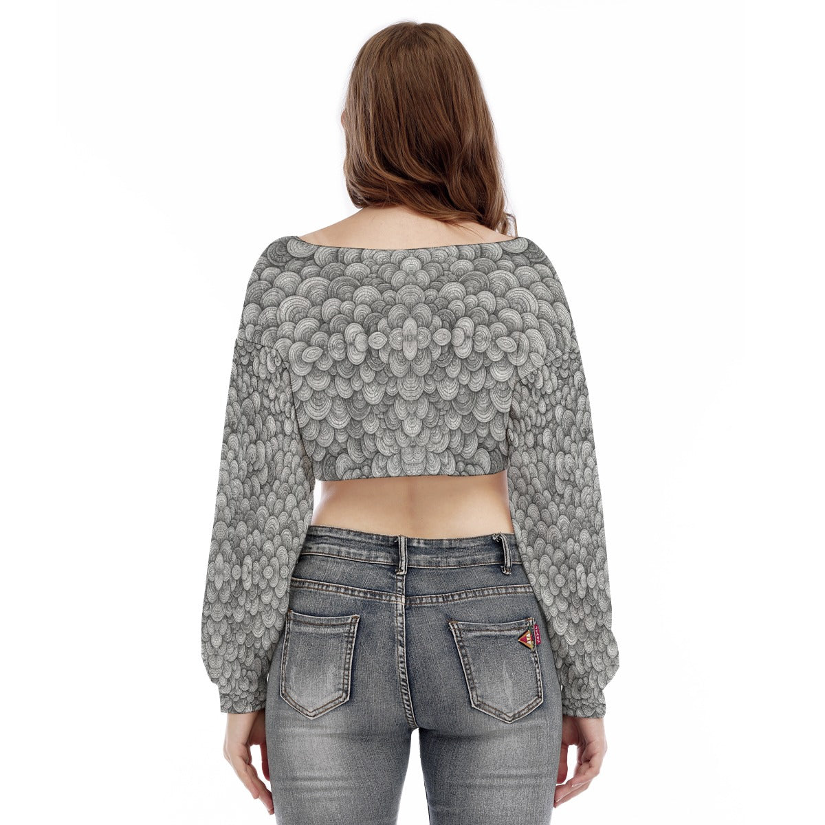 Women's V-neck Long Sleeve Cropped Sweatshirt