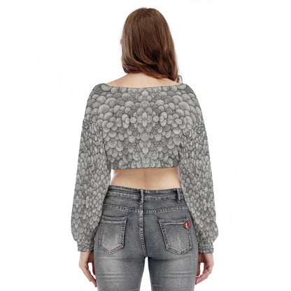 Women's V-neck Long Sleeve Cropped Sweatshirt