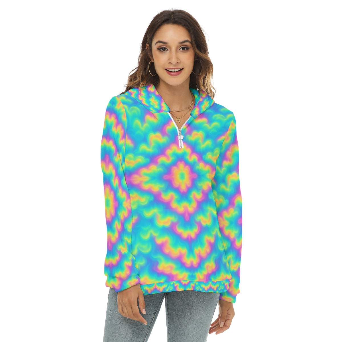 Women's Borg Fleece Hoodie With Half Zip