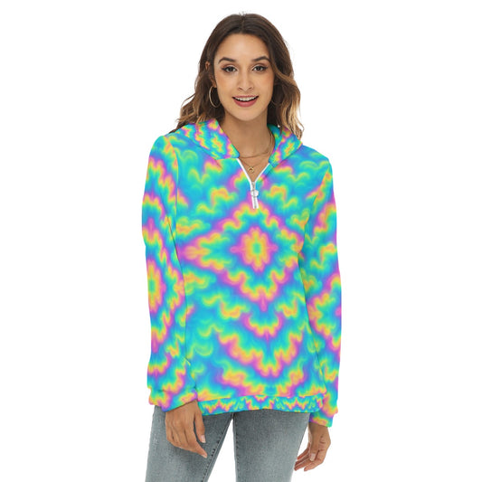 Women's Borg Fleece Hoodie With Half Zip