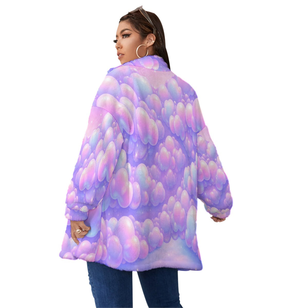 Unisex Borg Fleece Stand-up Collar Coat With Zipper Closure(Plus Size)