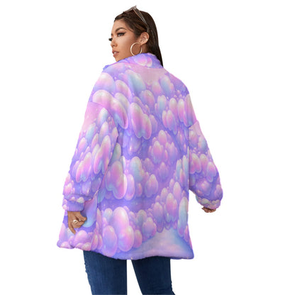 Unisex Borg Fleece Stand-up Collar Coat With Zipper Closure(Plus Size)