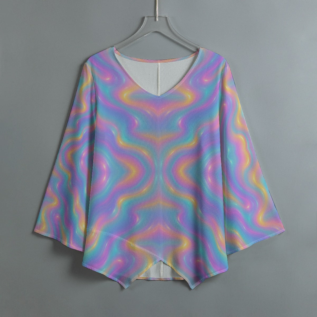 Women's V-neck T-shirt With Irregular Hem