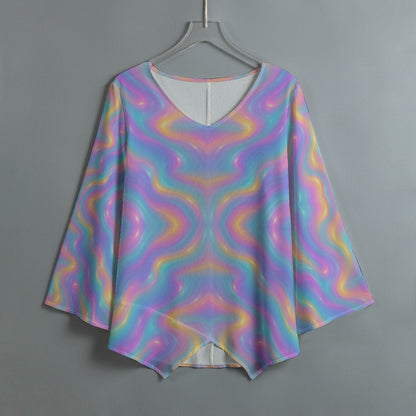 Women's V-neck T-shirt With Irregular Hem