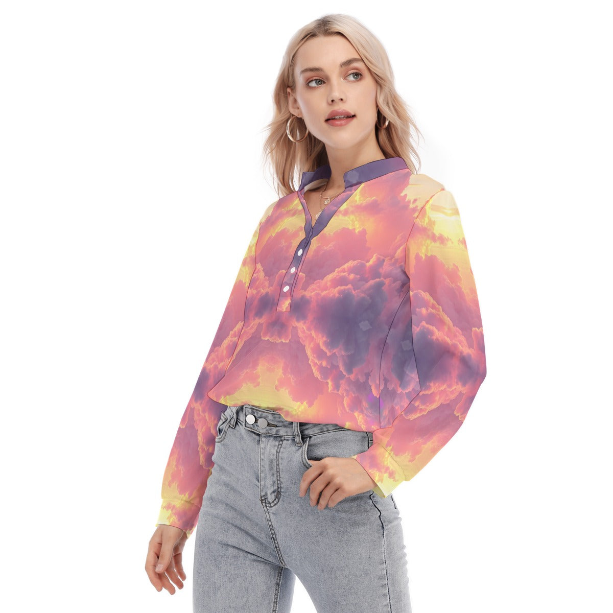 Women's Long Sleeve Blouse With Button Closure