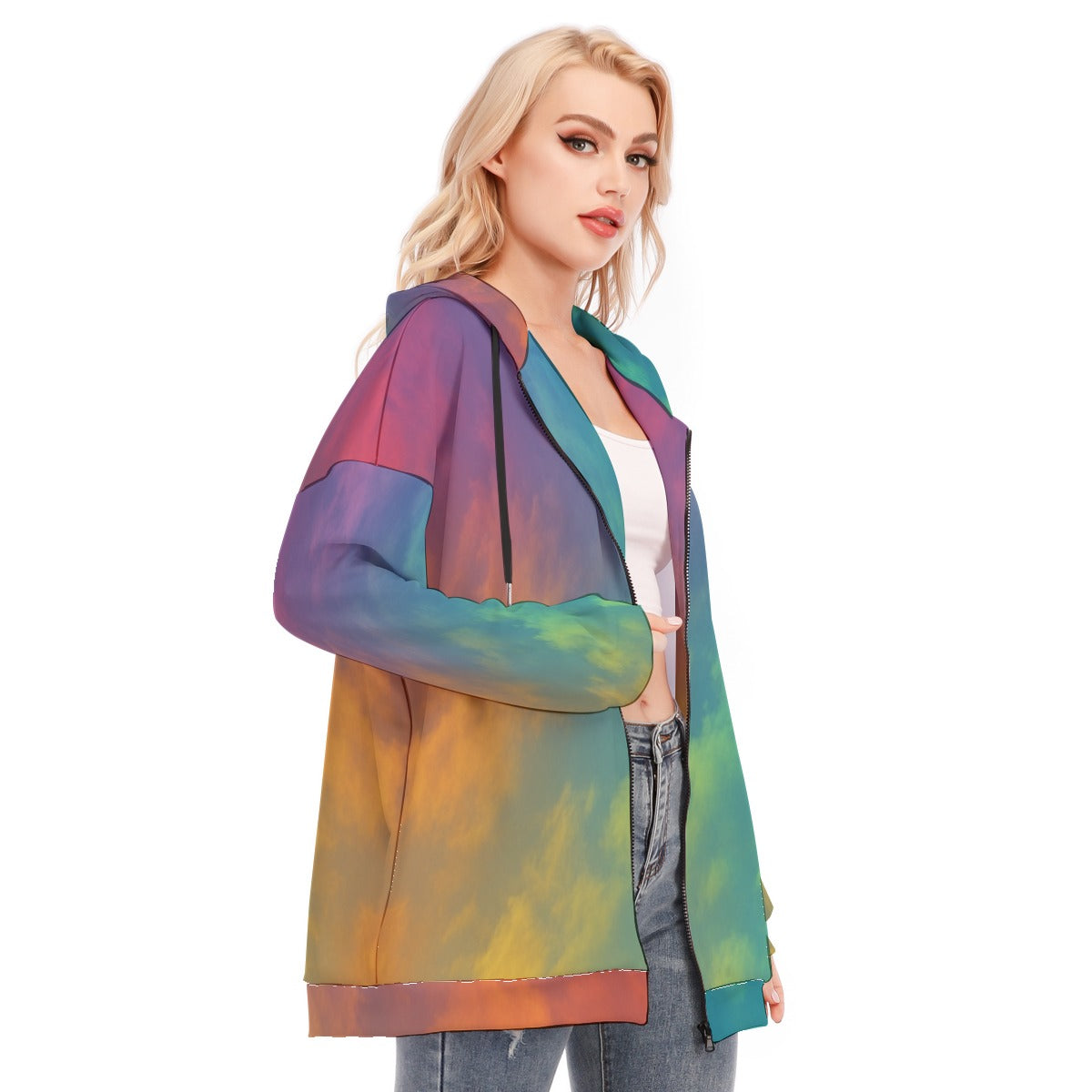Women's Long Hoodie With Zipper Closure