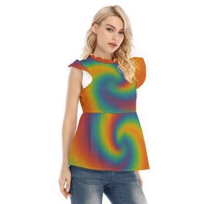 Women's Blouse With Lotus Leaf Lace