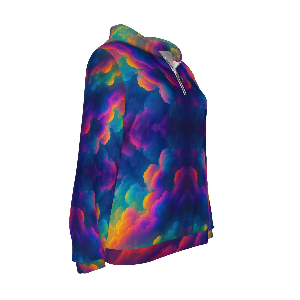 Women's Borg Fleece Hoodie With Half Zip