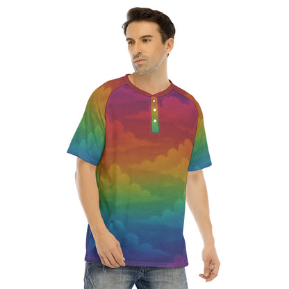 Men's Raglan Sleeve T-shirt With Button Closure