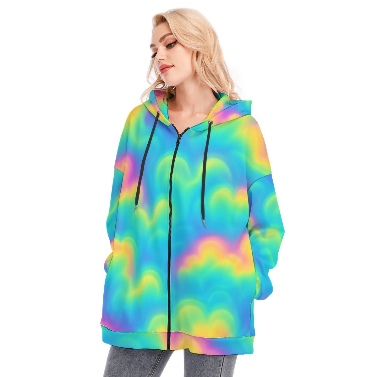 Women's Long Hoodie With Zipper Closure