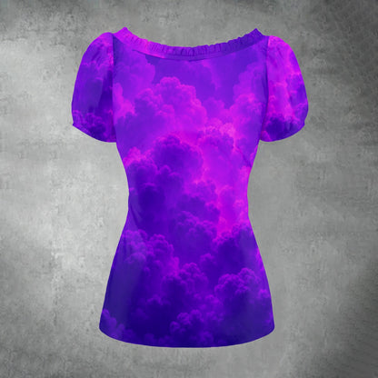 Women's Puff Sleeve Pleated Shirt