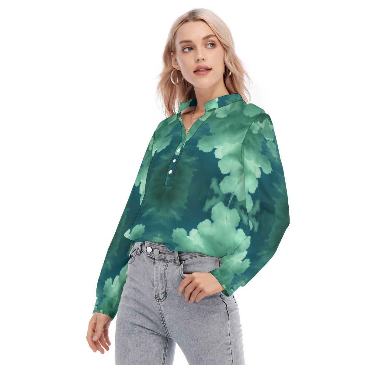 Women's Long Sleeve Blouse With Button Closure