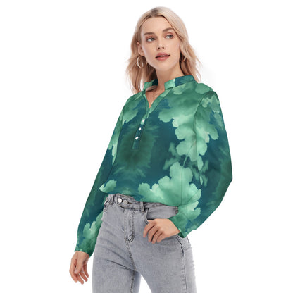 Women's Long Sleeve Blouse With Button Closure
