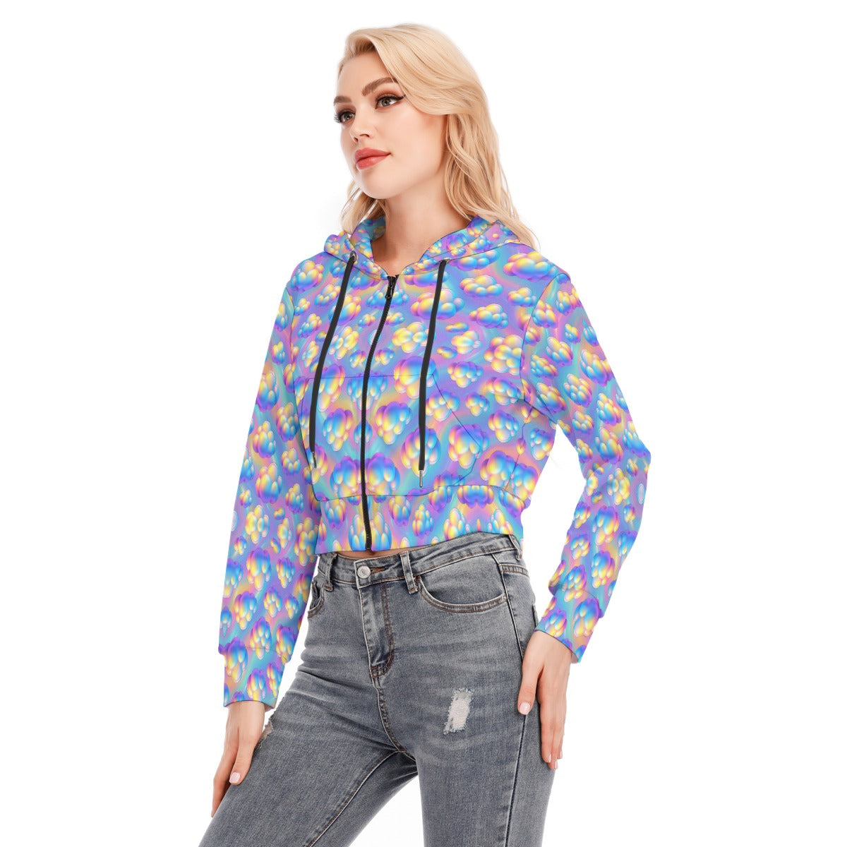 Women's Crop Top Hoodie With Zipper Closure