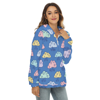 Women's Borg Fleece Hoodie With Half Zip