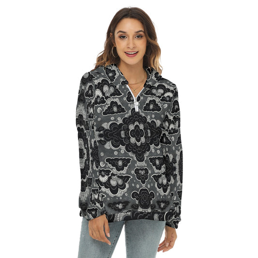 Women's Borg Fleece Hoodie With Half Zip