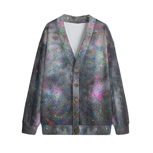 Unisex V-Neck Knitted-Fleece Button Cardigan - view 1