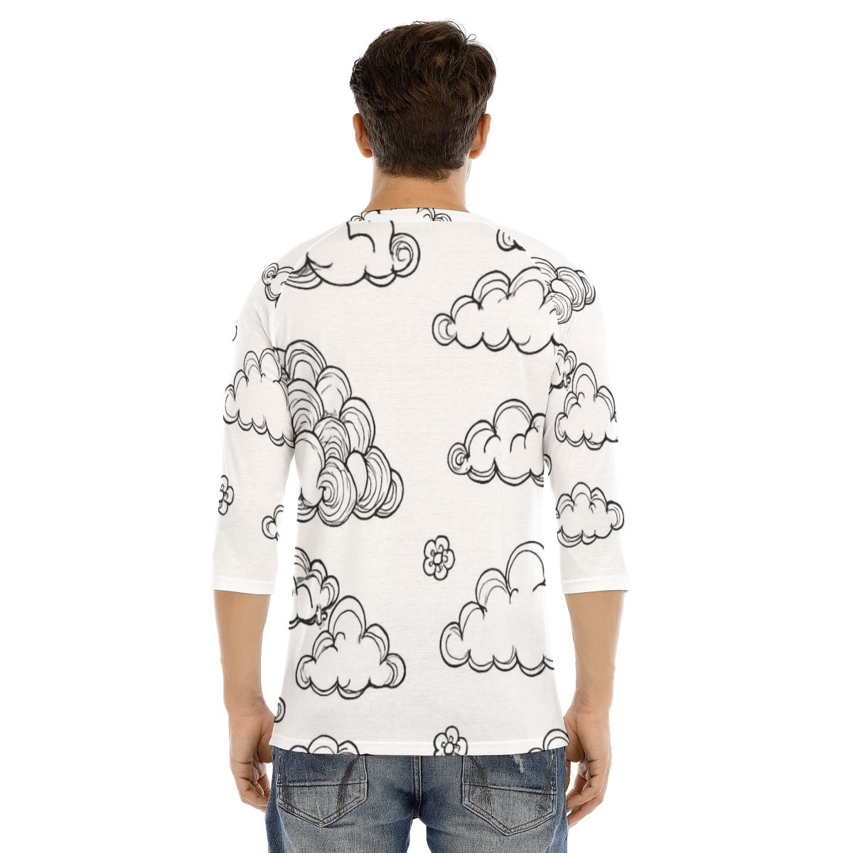 Men's Bracelet Sleeve T-shirt With Button Closure