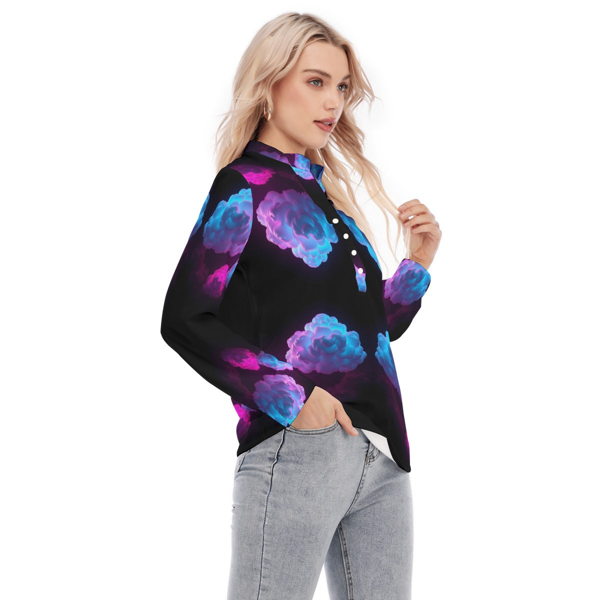 Women's Long Sleeve Blouse With Button Closure