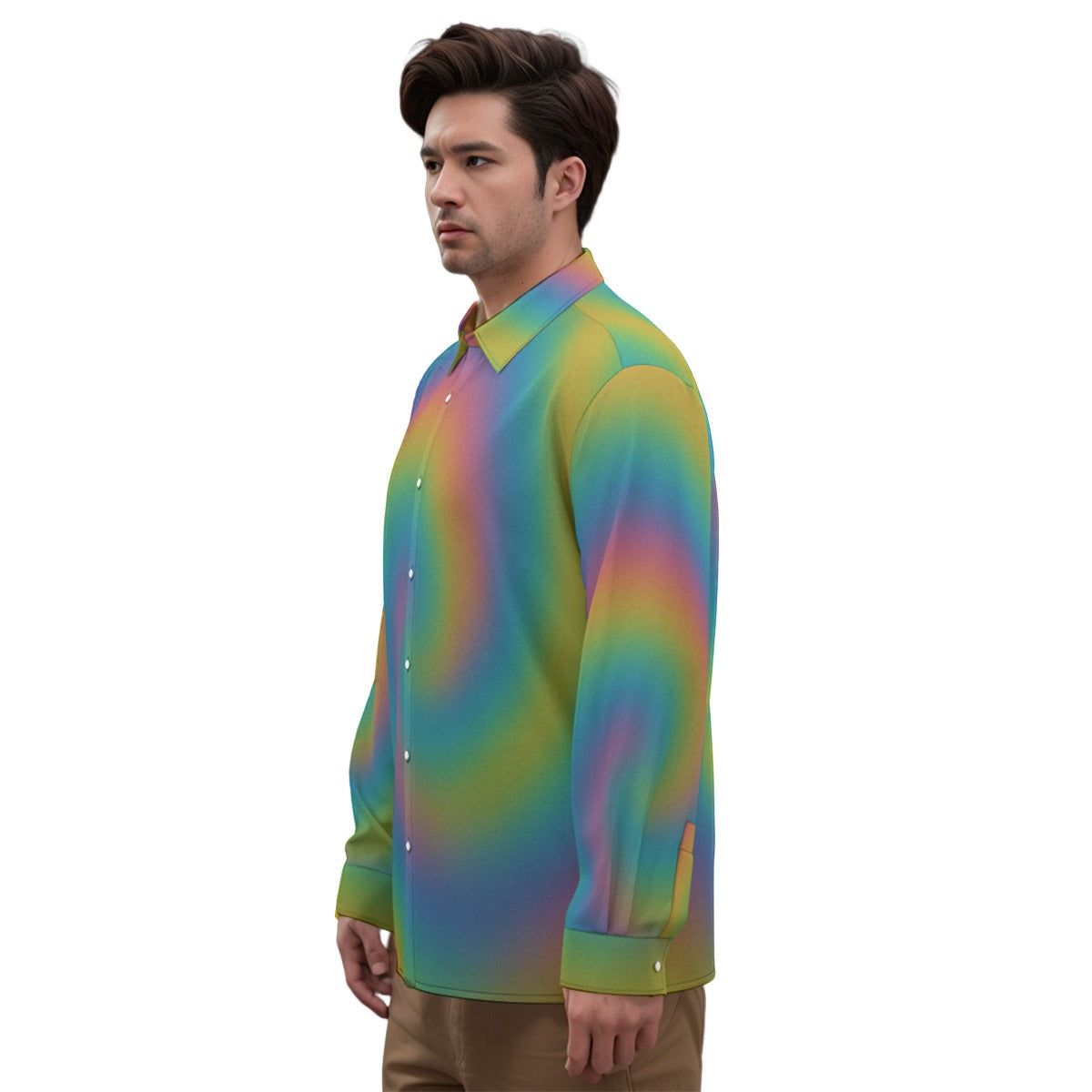 Men's Imitation Silk Long-Sleeved Shirt