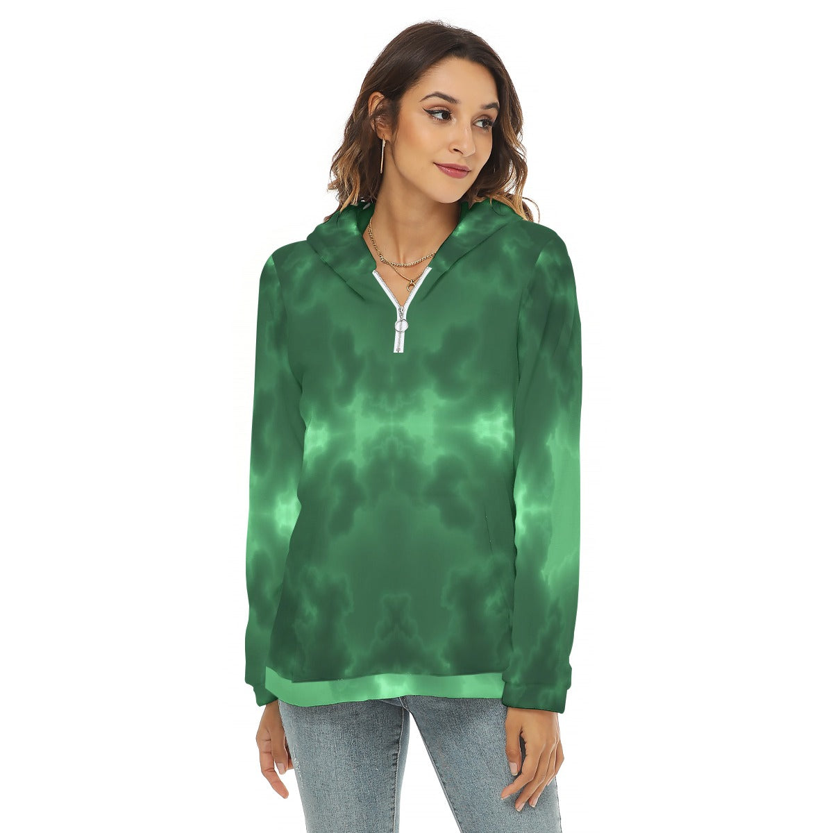 Women's Borg Fleece Hoodie With Half Zip