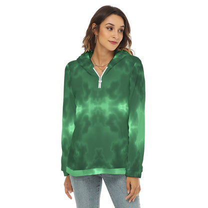 Women's Borg Fleece Hoodie With Half Zip