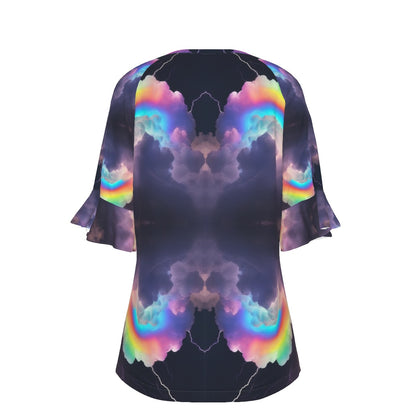 V-neck Women's T-shirt With Bell Sleeve
