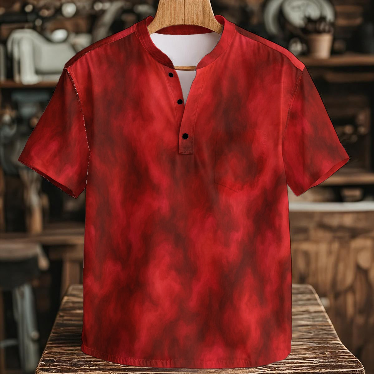 Men's Henley Shirt With Chest Pocket