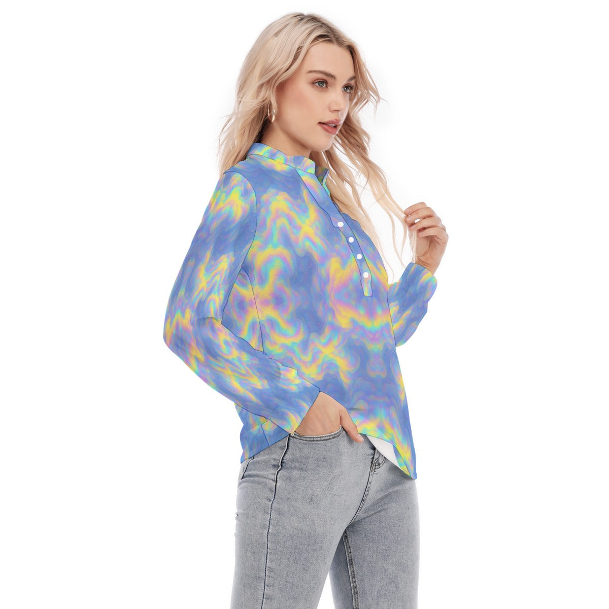 Women's Long Sleeve Blouse With Button Closure