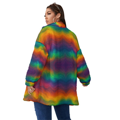Unisex Borg Fleece Stand-up Collar Coat With Zipper Closure(Plus Size)